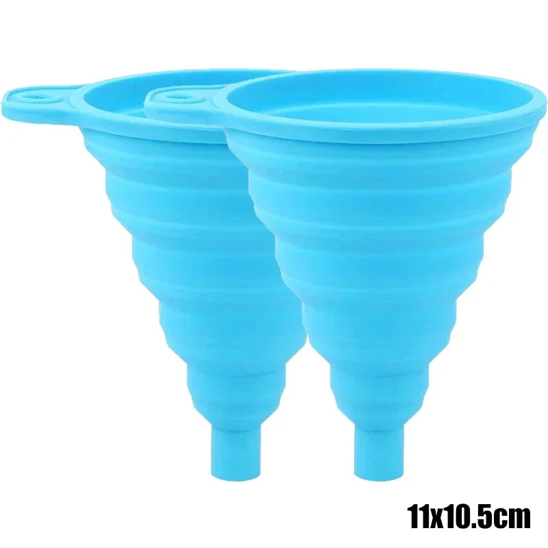 2Pcs Foldable Silicone Liquid Funnel 