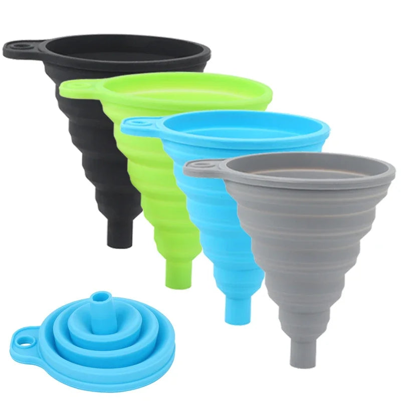 2Pcs Foldable Silicone Liquid Funnel 