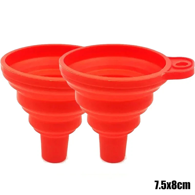 2Pcs Foldable Silicone Liquid Funnel 