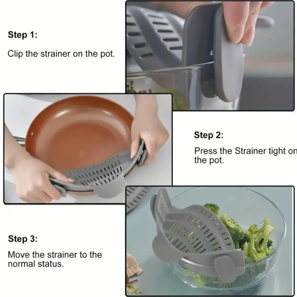 Adjustable Silicone Clip-On Strainer