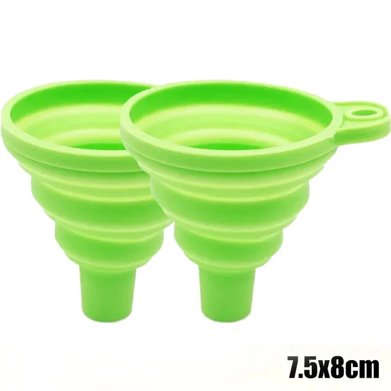 2Pcs Foldable Silicone Liquid Funnel 