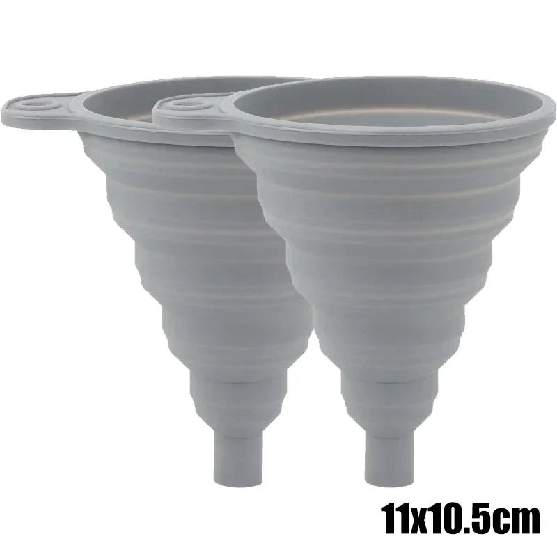 2Pcs Foldable Silicone Liquid Funnel 