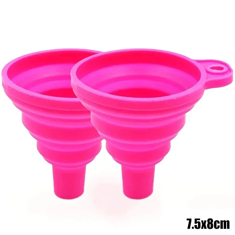 2Pcs Foldable Silicone Liquid Funnel 