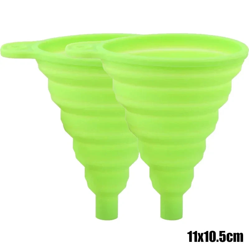 2Pcs Foldable Silicone Liquid Funnel 